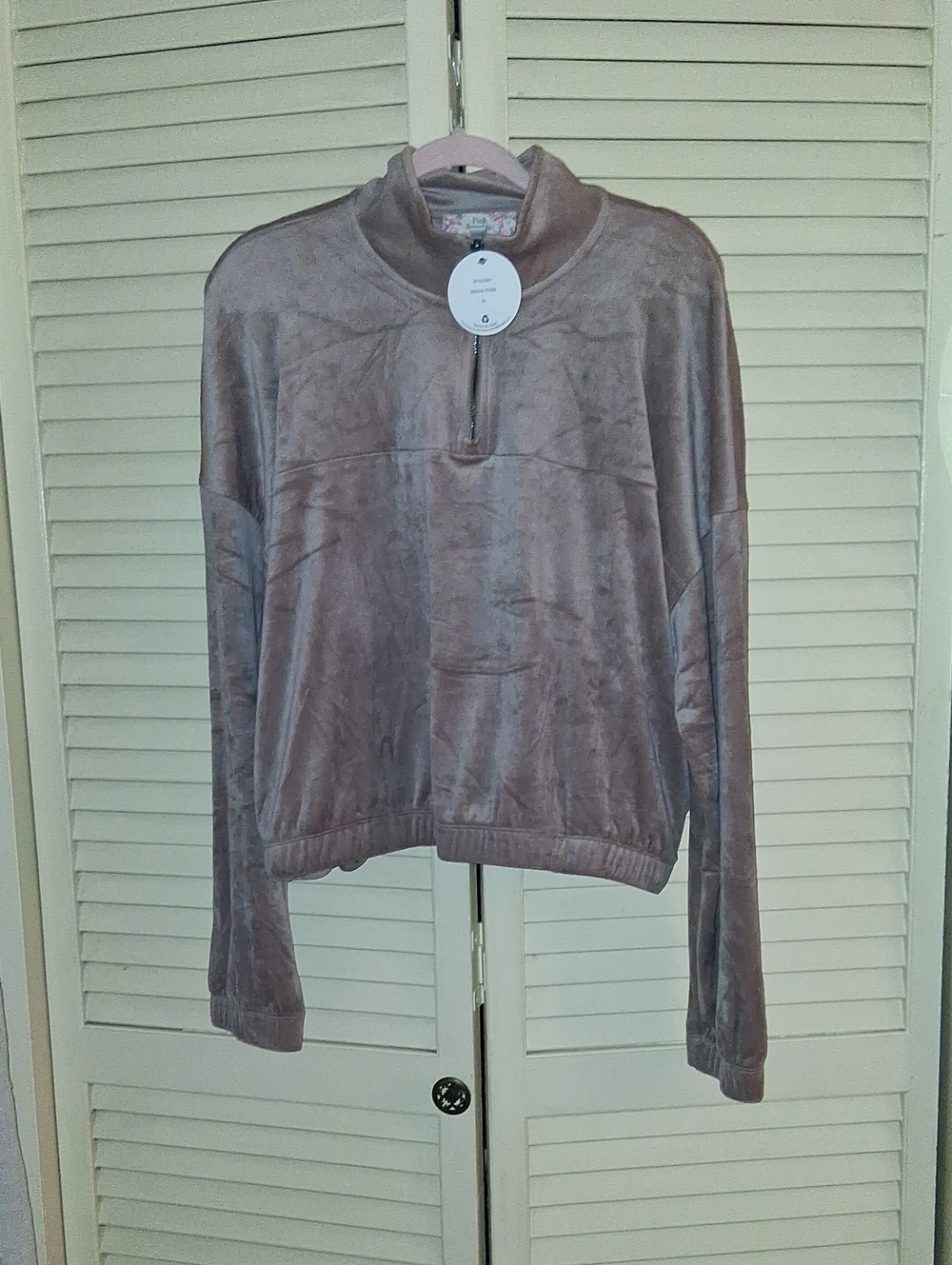 Pink Republic Mauve Velvet Half-Zip Pullover
